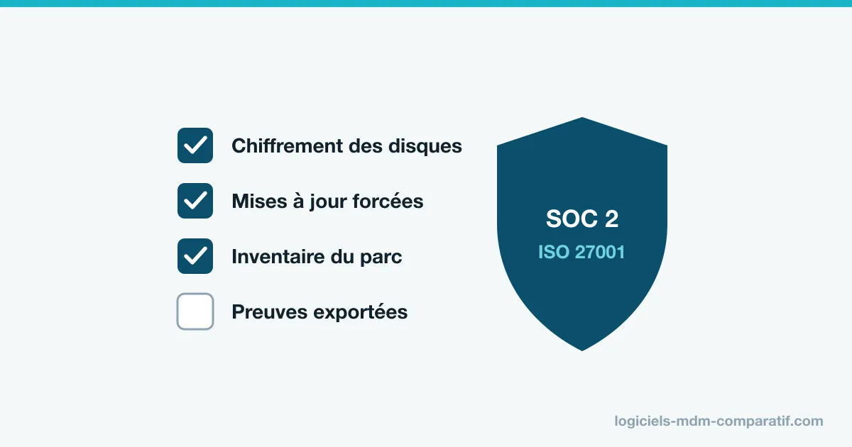 Préparer un audit SOC 2 ou ISO 27001 avec son logiciel MDM